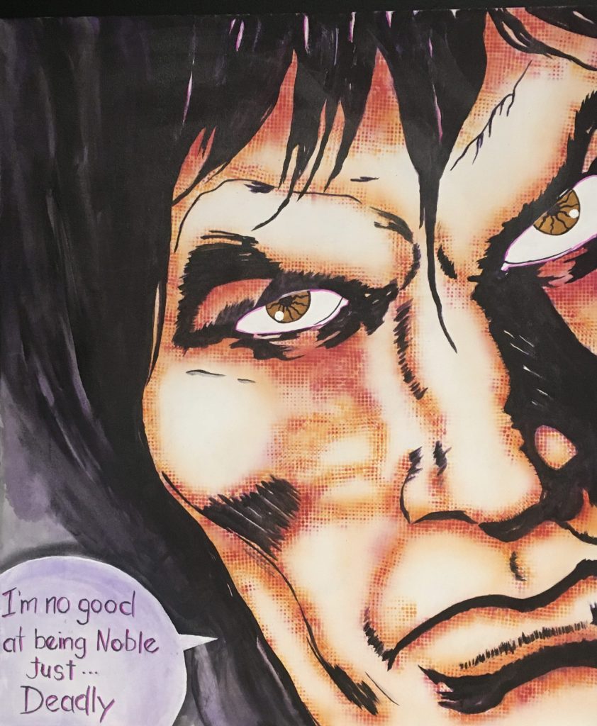 The face of an Indigenous man, with a voice bubble saying, "I'm no-good at being Noble just ... Deadly"