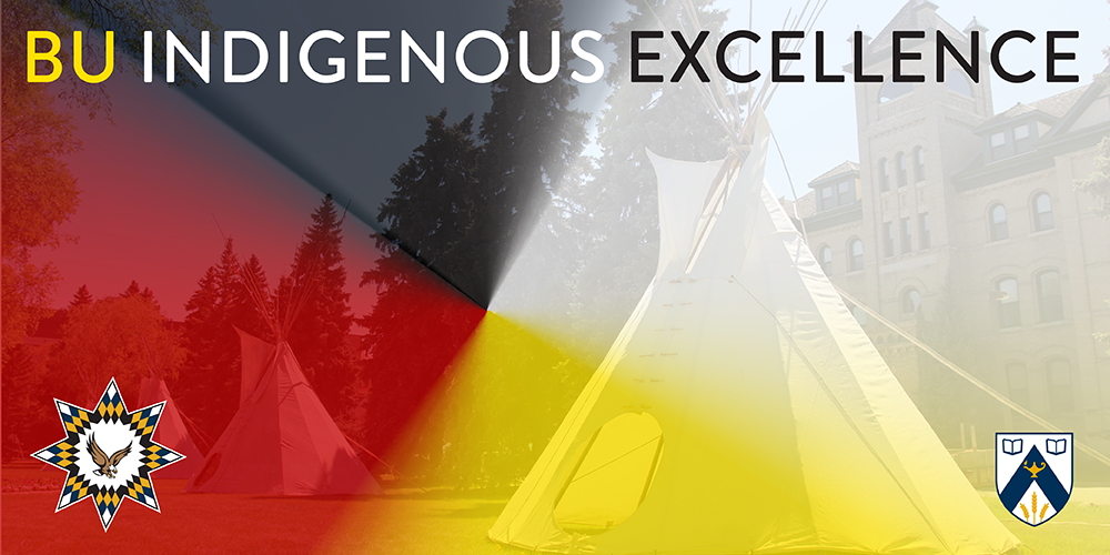 Tipis in front of Brandon University, with red, yellow, white and grey tints to different parts of the image