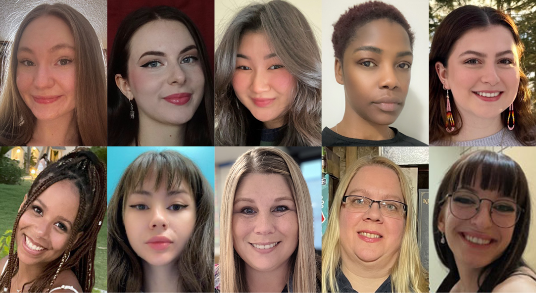 A collage of 10 headshots of women, arranged in two rows of five