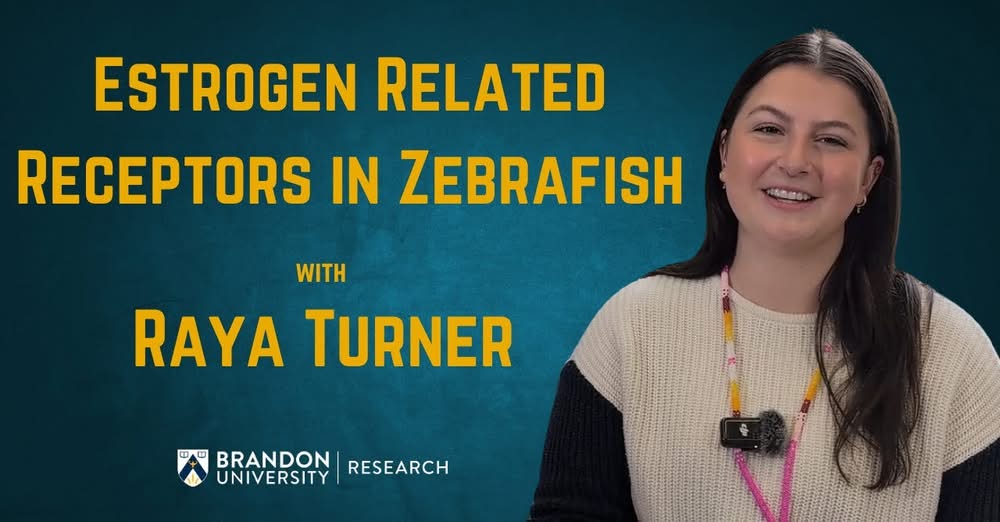 A woman smiles. The title says "Estrogen Related Receptors in Zebrafish with Raya Turner"