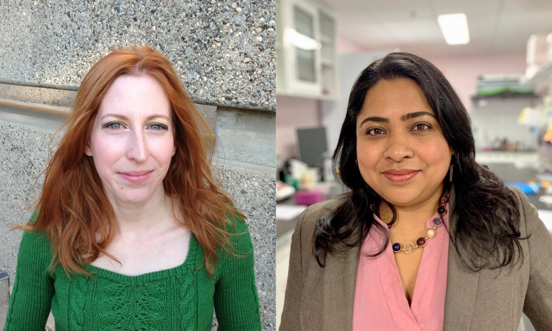 Head and shoulders photos of two women