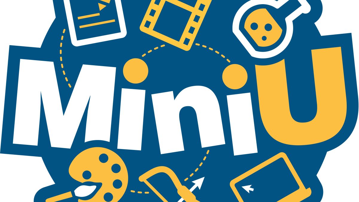 Logo for Mini U, with various games and equipment