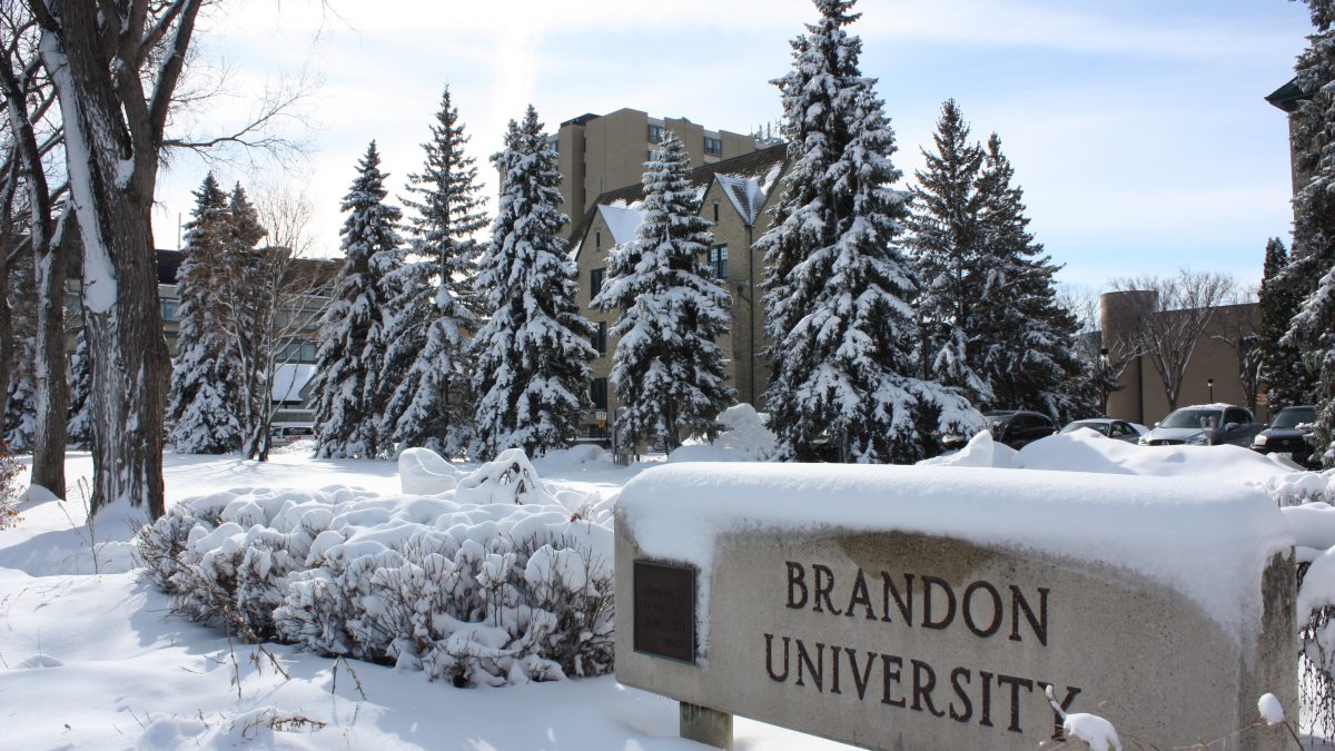 Snowy campus scene