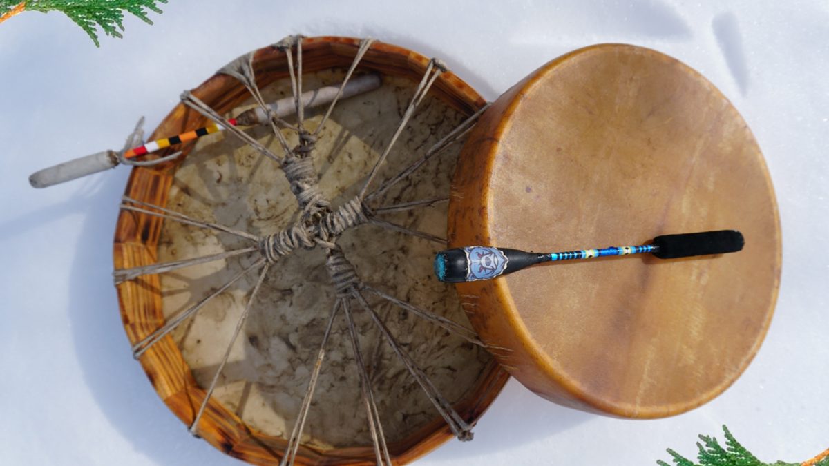 Two drums, one seen from the top, one from the bottom