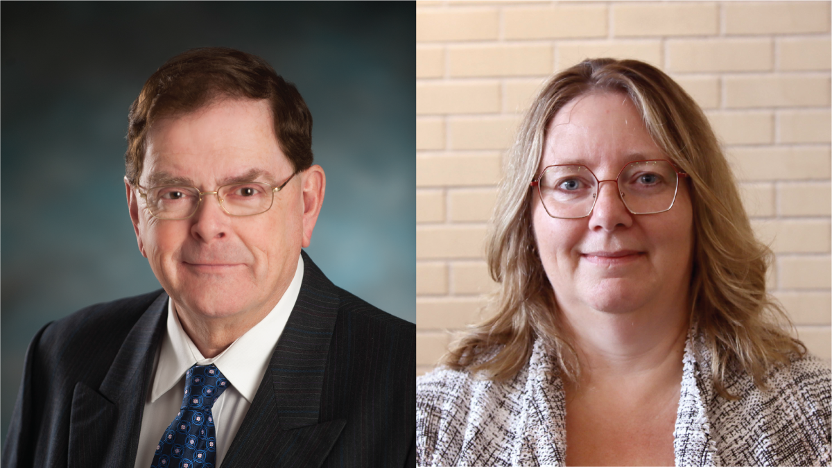 Headshots of a man and a woman
