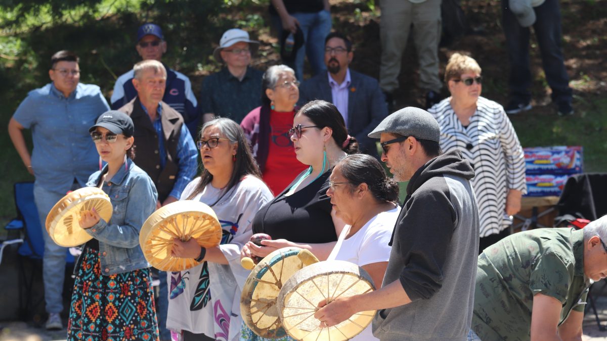 A group of drummers perform