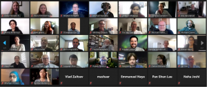 Screenshot of many people participating in a videoconference
