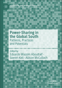 Book cover, featuring a green tile background and the title "Power-Sharing in the Global South"