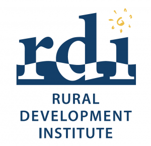 Logo features the letter's rdi with a sun forming the dot above the "i" and the words RURAL DEVELOPMENT INSTITUTE written below